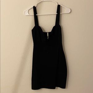 Black tie up bodycon mini dress